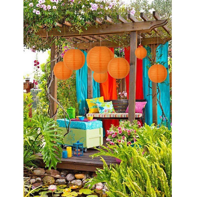 BEISHIDA Orange Round Paper Lanterns Decorative Hanging Asia Chinese Japanese Paper Lanterns Lamp for Birthday Wedding Halloween Baby Bridal Shower Fall Home Decor Party Decorationï¼ˆ10 Packsï¼‰ - Image 5